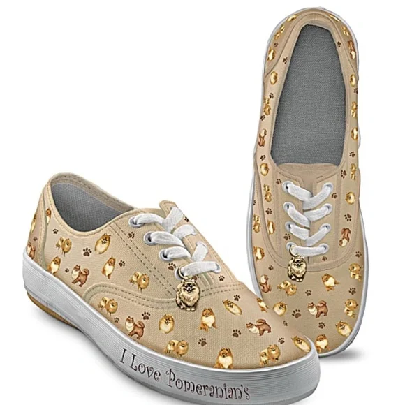 Pomeranian Print Sneakers from the Bradford Exchange 7.5 - Picture 2 of 2